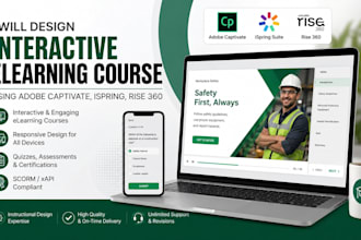 design interactive elearning course using adobe captivate, ispring, rise 360