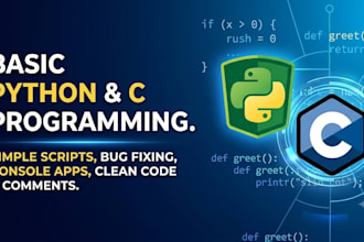 solve basic python and c programming tasks