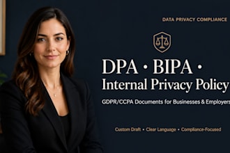 draft a dpa, bipa policy, or internal data privacy policy