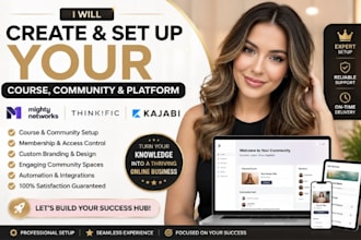 setup your mighty course online community thinkific and kajabi platform