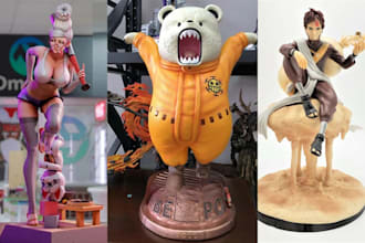 3d print and paint custom anime figure resin statue and miniature model