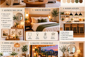 create a luxury interior design moodboard with shopping list