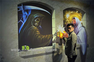 create custom 3d anamorphic floor, carpet and wall illusion art, illusion murals