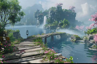 create 3d game environment scene design and immersive level design game art