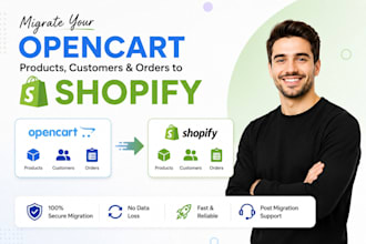 migrate your opencart ecommerce store  products customers and orders to shopify