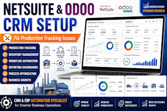 set up netsuite and odoo CRM for production tracking issues