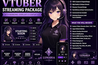 create vtuber streaming package with branding, overlays, and content kit