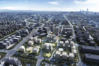 create realistic 3d city blocks and buildings in blender, urban illustration