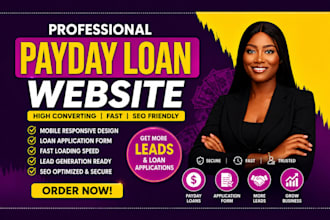 design modern payday loan website student loan website mca business loan website