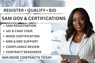 register your sam gov, uei, cage code, and sba wosb, mbe, and dbe certifications