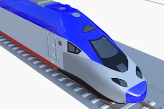 design a beautiful 3d train, 3d metro, 3d tram, 3d railway design, train station