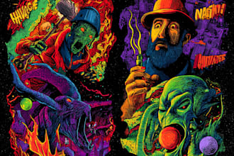 draw stoner rock, heavy metal, psychedelic art
