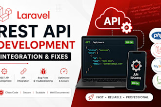 develop laravel rest API, integrate apis, and fix laravel issues