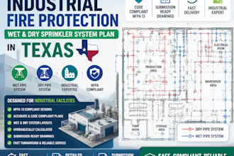 design industrial fire protection wet and dry sprinkler system plan in texas