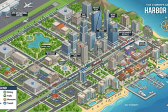 design detailed isometric maps for business and tourism