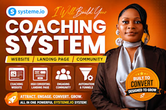 build business coaching systeme io website, sales coach systeme io landing page