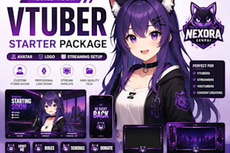 build your vtuber starter package, avatar, logo, and streaming setup
