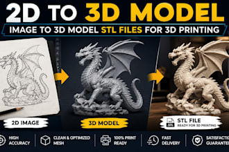 convert 2d to 3d model image to 3d model stl files for 3d printing