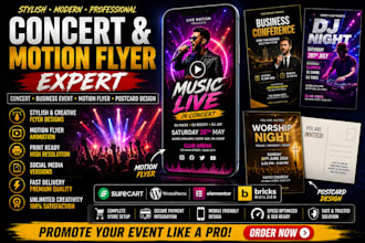 design stylish concert motion flyer promotional business event postcard design