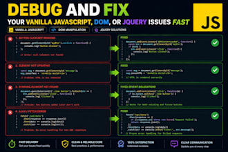 debug and fix your vanilla javascript, dom, jquery issues