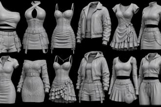 do realistic 3d mesh clothing garment in clo3d marvelous designer second life