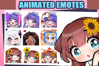 draw custom twitch emotes, chibi emotes, animated emotes, vtuber emotes for you