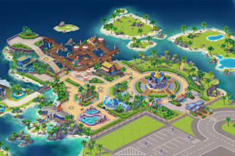 design 2d isometric illustration, 2d vector and 2d map and level for your game