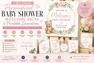 design personalized baby shower welcome signs and printable decorations