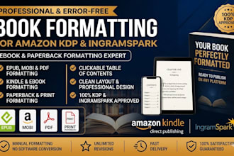 do ebook formatting for kindle epub or paperback for KDP
