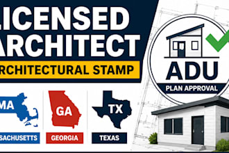 licensed architect architectural stamp massachusetts georgia texas adu plan