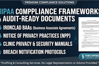draft hipaa compliance documents privacy policy and baa for clinics