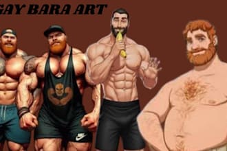 draw gay bara bara nsfw fantasy anime art muscular male character illustration