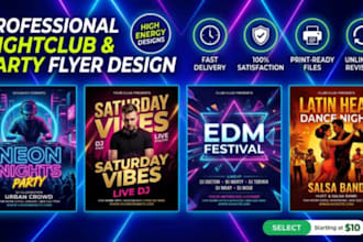 design a high energy nightclub, dj, or music concert flyer