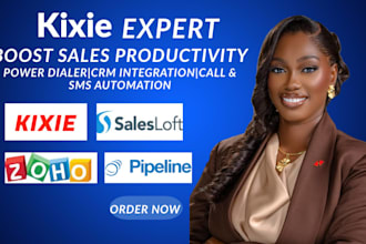 set up kixie CRM integration power dialer and SMS automation