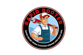 design minimal cartoon rapid rooter logo