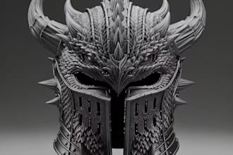 sculpt 3d game character cosplay weapons wearable amor mask and printready props