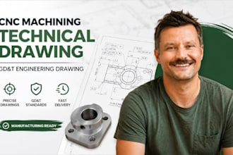 create cnc machining technical drawing, gd and t engineering drawing service