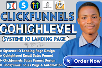 design gohighlevel landing page, clickfunnels bookfunnel systeme io sales funnel