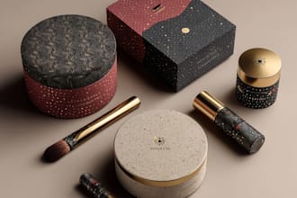 design premium cosmetic label and box packaging design