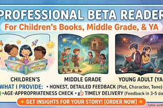 be your ya middle grade ya book beta reader and childrens book