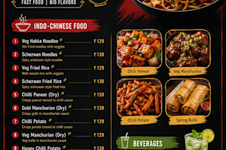 design a professional restaurant cafe menu card in canva