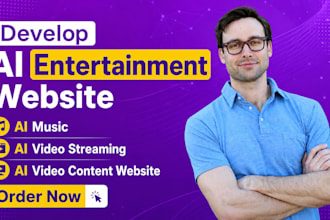 develop ai entertainment website ai music video streaming video content ai app
