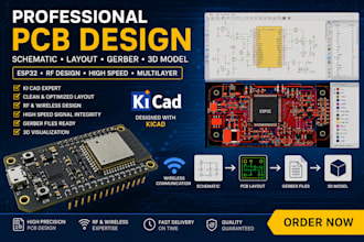design high speed pcb layout, rf pcb, esp32, kicad and schematic