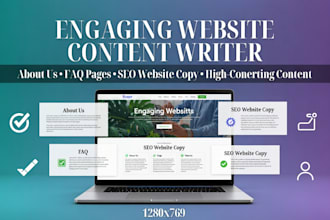 create engaging website content, faq pages, about us copy and SEO website text