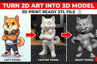 transform image to 3d model, 2d to 3d design stl 3mf file for 3d printing