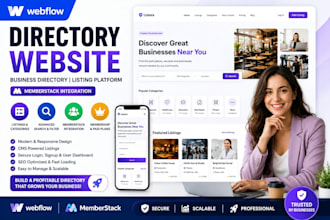 webflow directory website, business directory, listing platform and memberstack