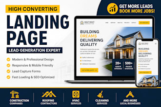 design professional lead generation landing page for hvac, roofing,construction