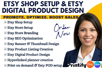 do etsy shop setup, etsy SEO, etsy digital product design and digital planner