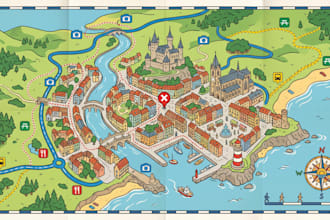 design custom illustrated hotel, resort, campground, and tourist maps navigation
