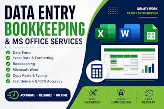 do data entry, bookkeeping and microsoft office tasks